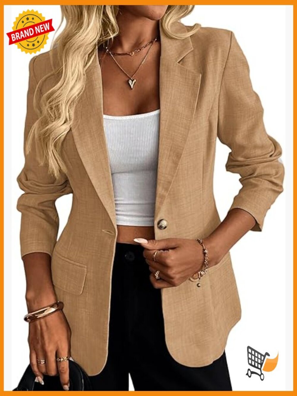Slim-Fit Casual Blazer - Lightweight Breathable Fully-Lined Open-Front Work